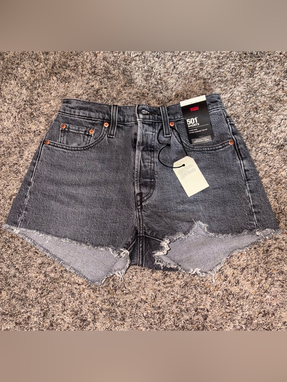 Levi's 501 Cutoff Gray Wash Denim Shorts